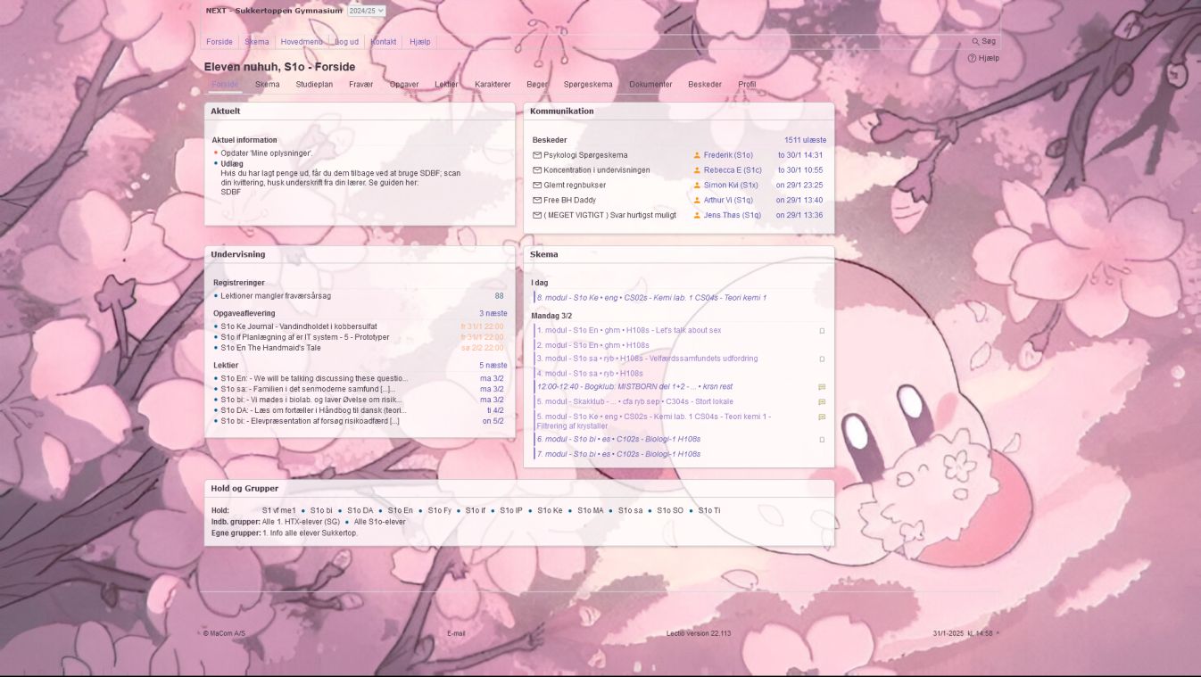 Screenshot of lectio theme<3