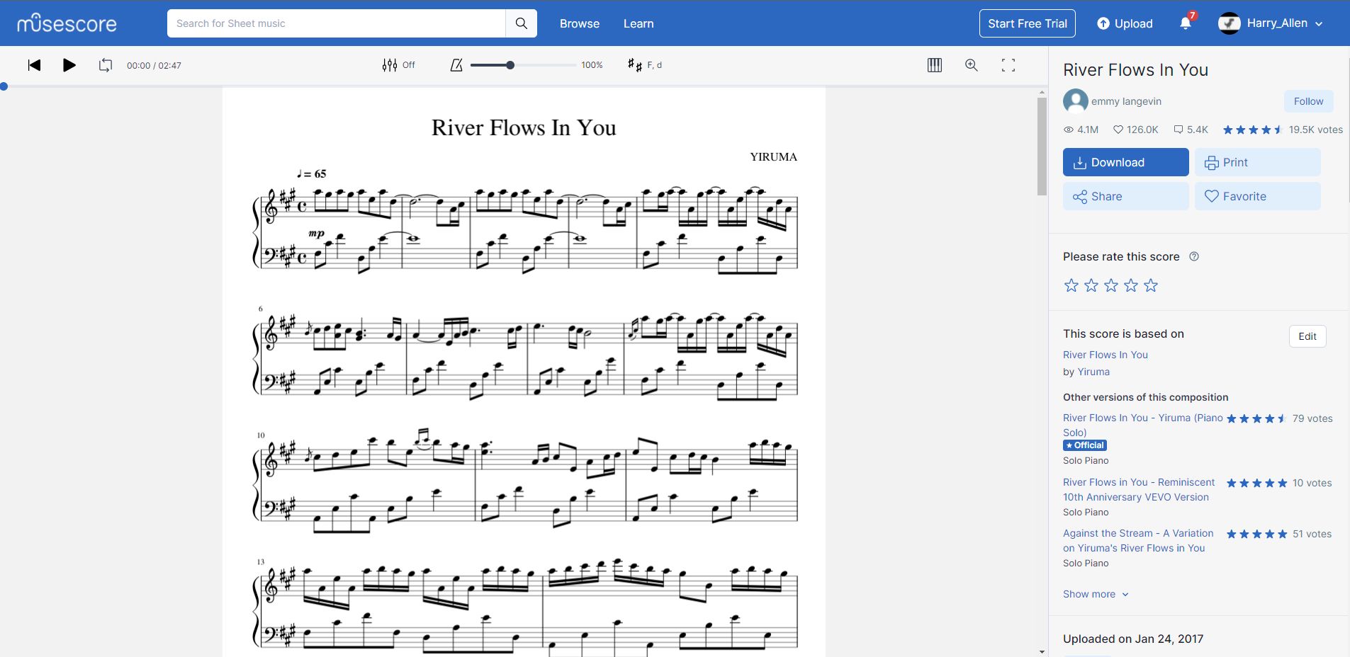 Screenshot of Ad-free musescore