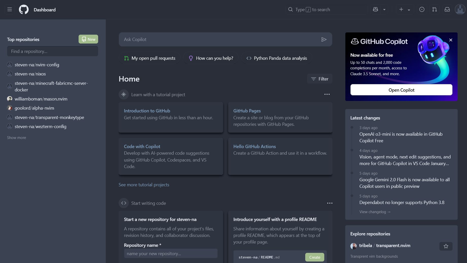 Screenshot of Github Nord theme