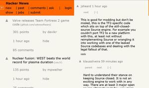 Screenshot of hacker news mobile