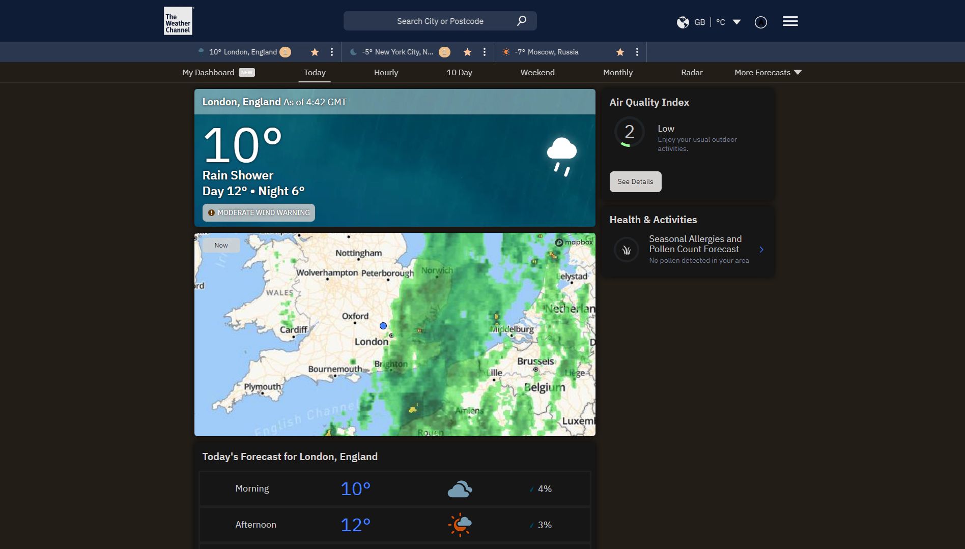 Screenshot of Weather.com – Dark [Ath]