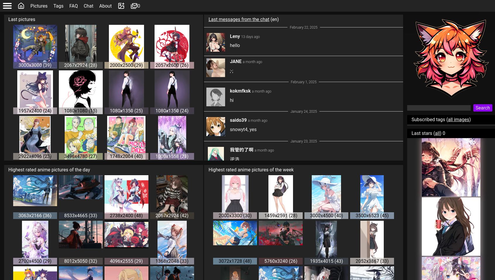 Screenshot of anime-pictures.net - dark theme