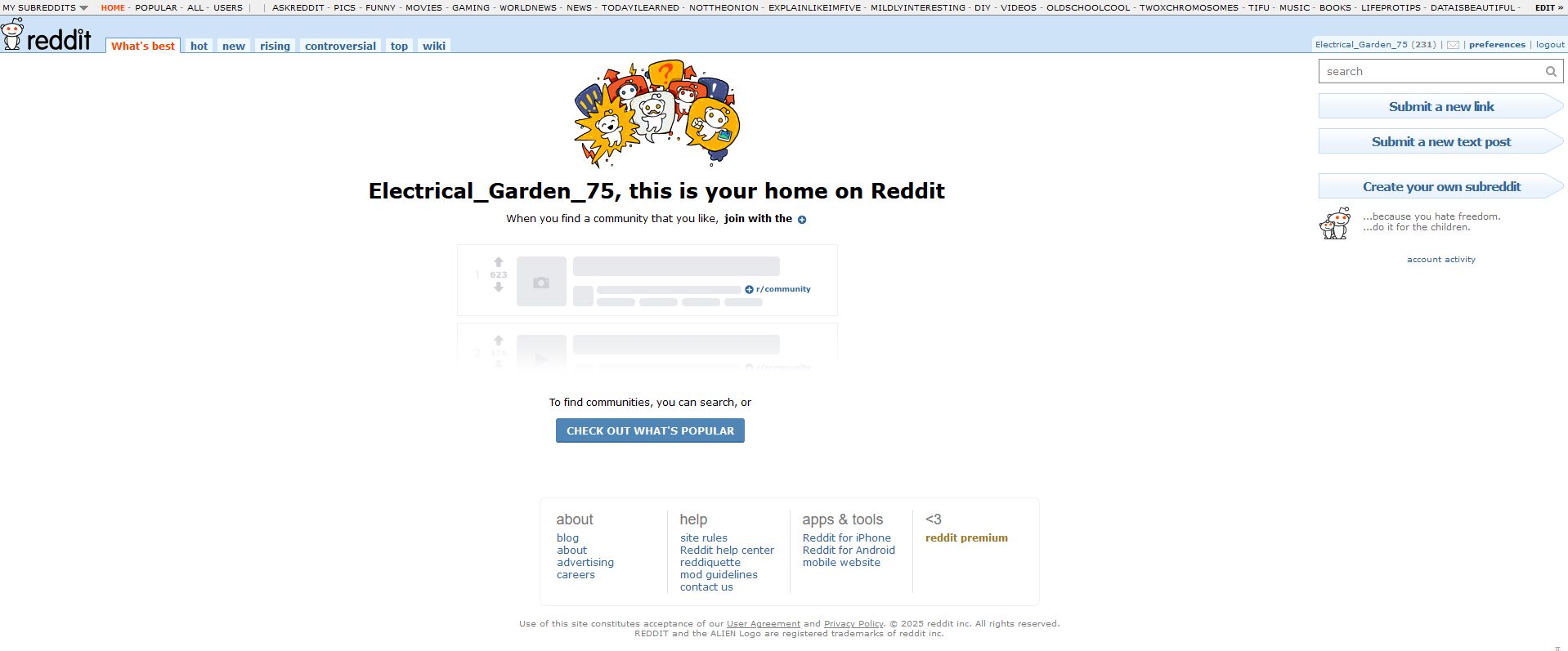 Screenshot of Classic Reddit