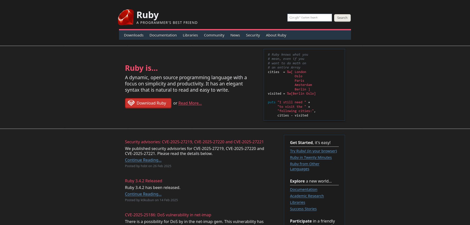 Screenshot of tolerable ruby-lang