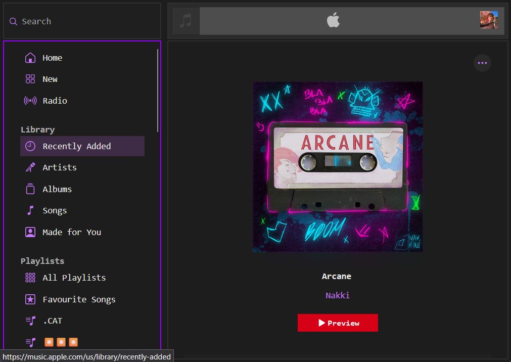 Screenshot of AppleMusic-Tui