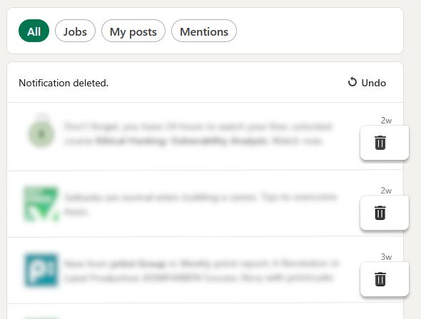 Screenshot of www.linkedin.com/notifications/