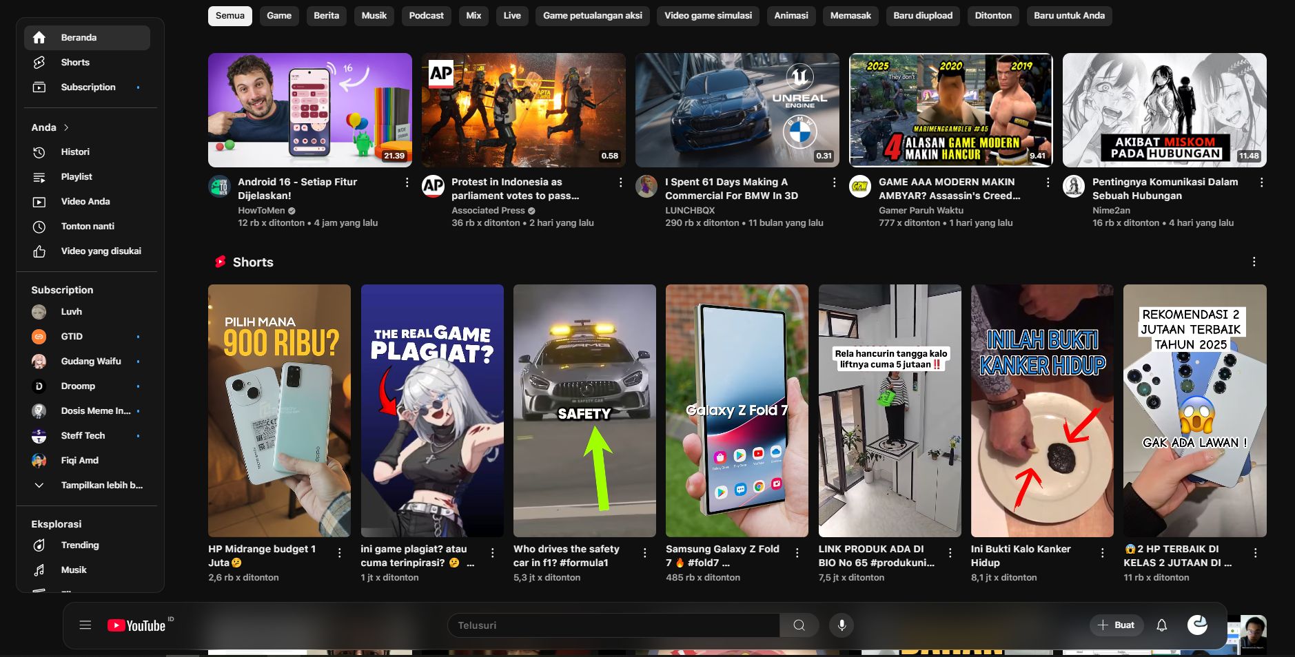 Screenshot of Youtube Modern UI