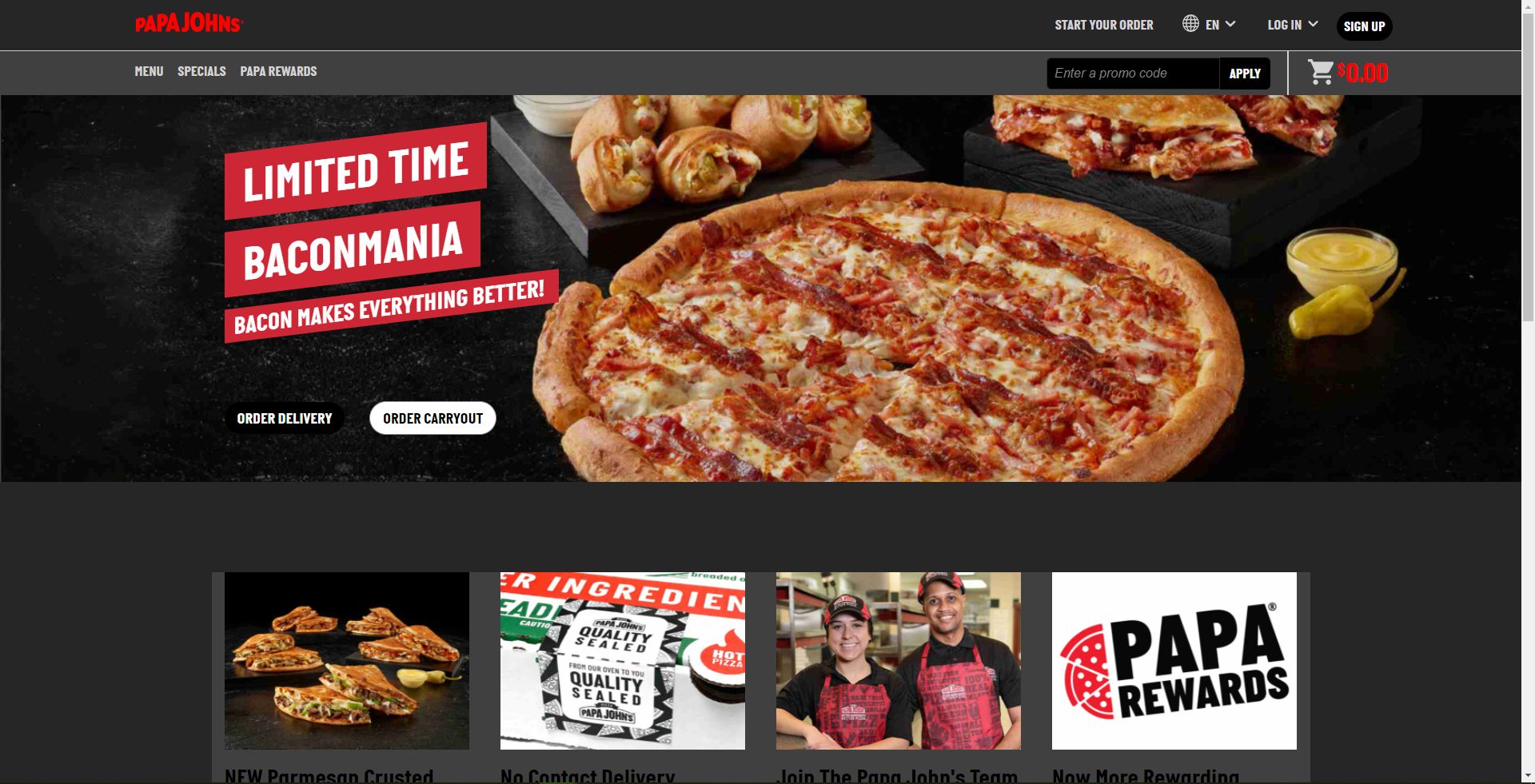 Screenshot of Dark Theme For Papa John's