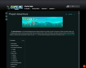Screenshot of Pixpet Wiki Dark