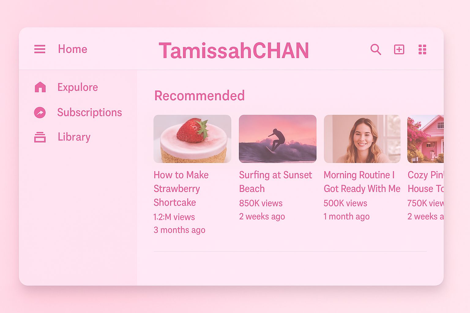 Screenshot of YouTube Pink by TamissahCHAN