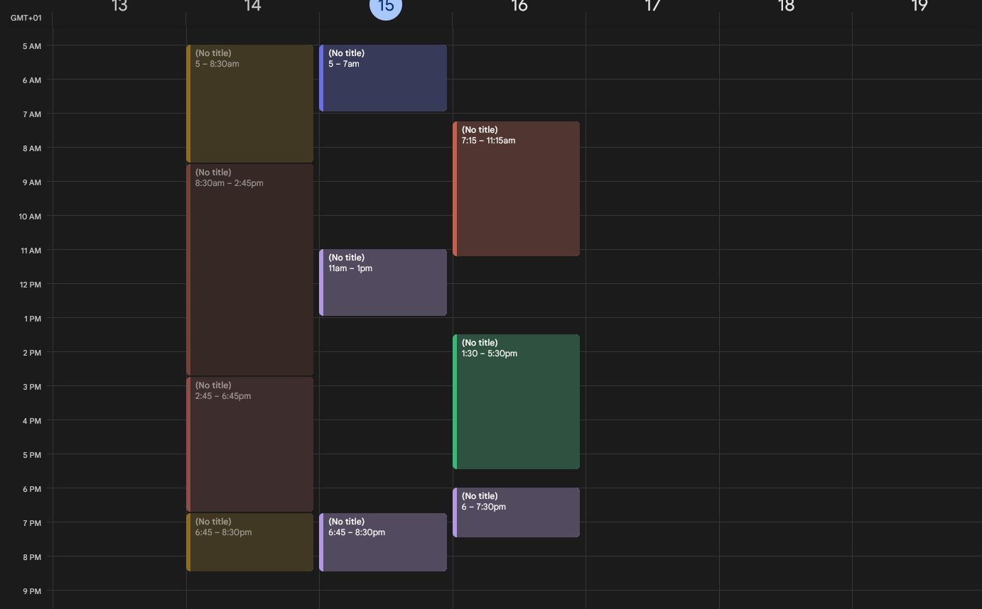 Screenshot of Modern Google Calendar