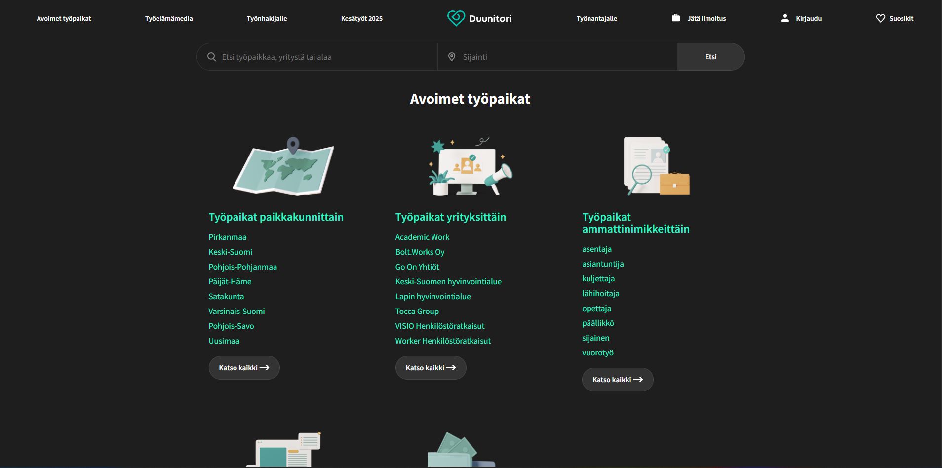 Screenshot of duunitori.fi
