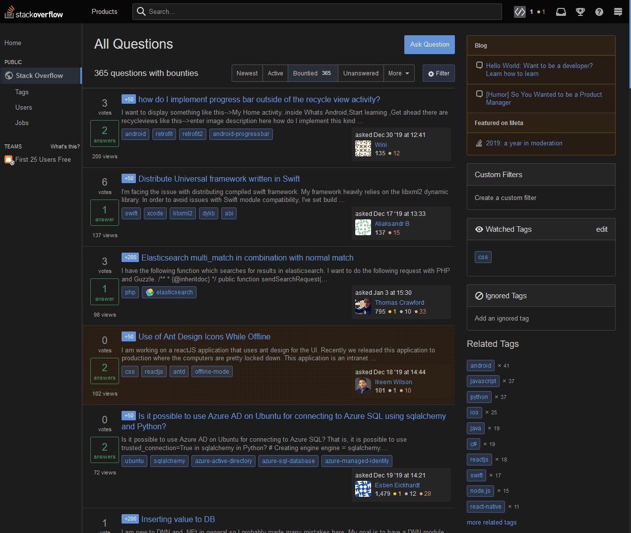 Stack Overflow Dark —