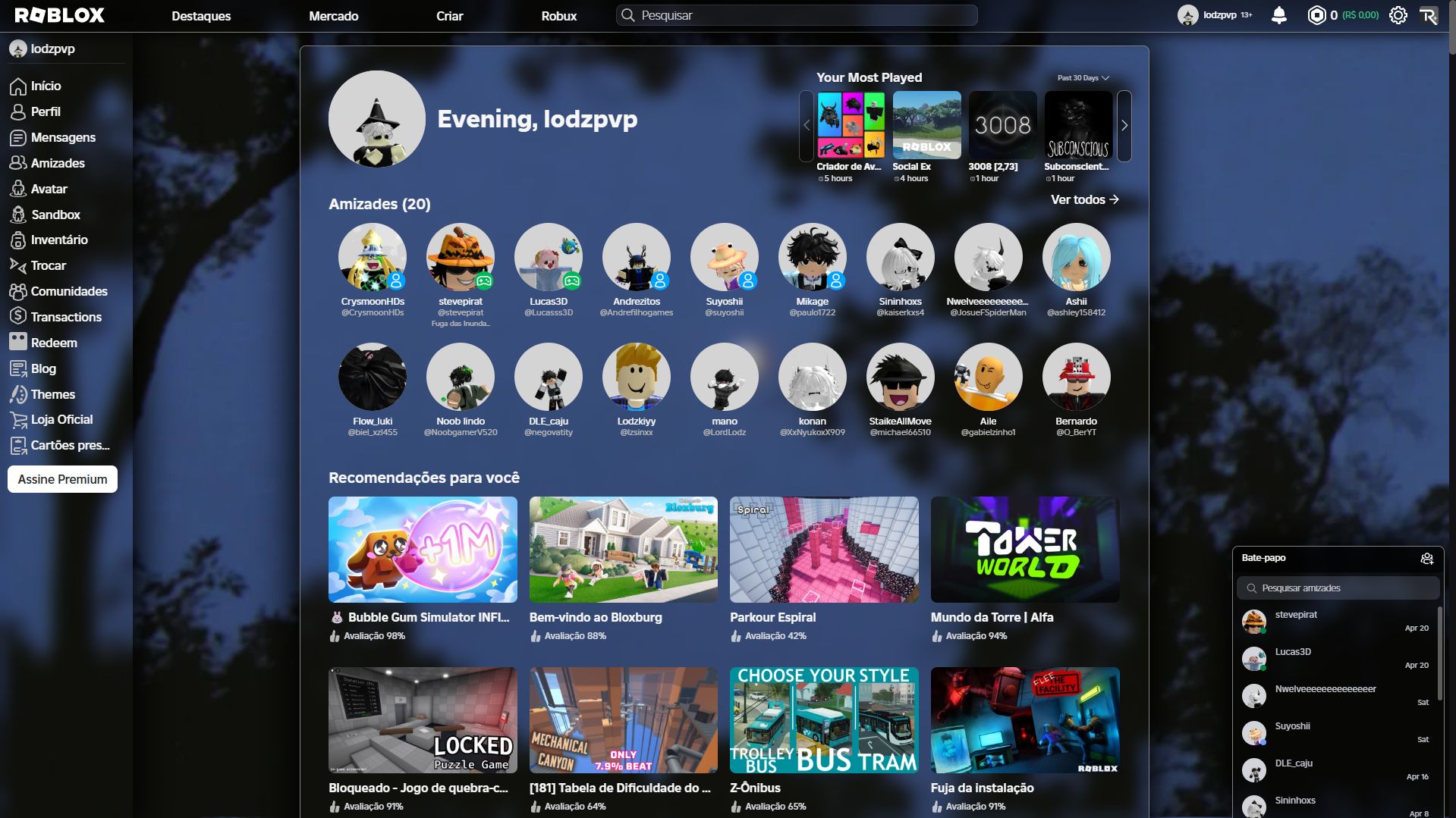 Screenshot of Roblox Transparent Interface