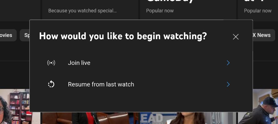 Screenshot of tv.youtube.com