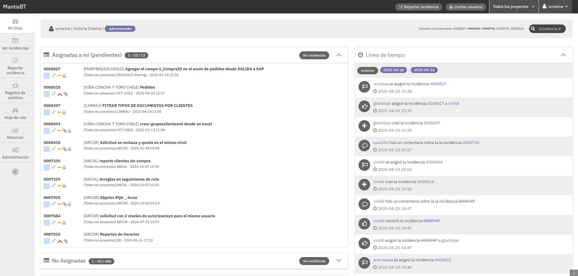Screenshot of Mantis Light UX by ActiveSoft