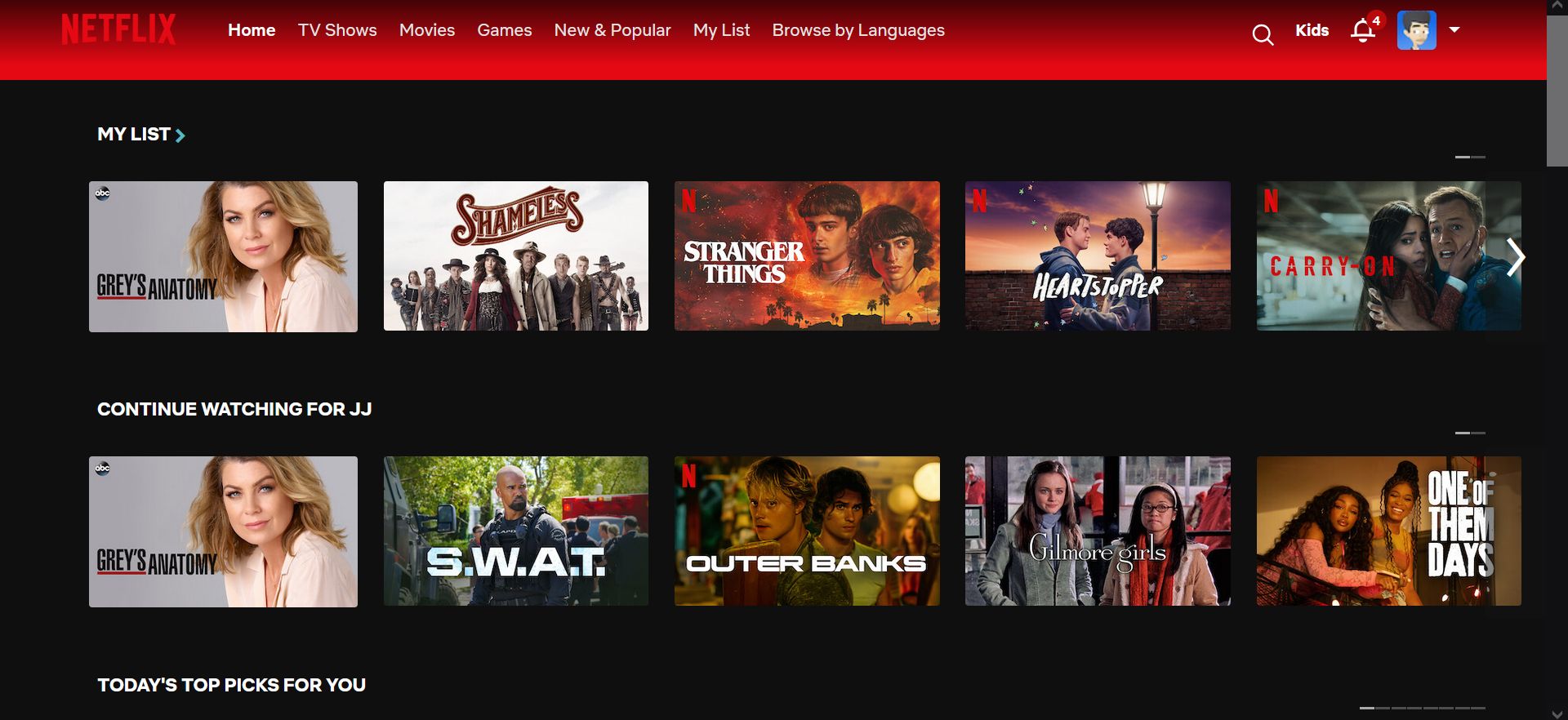 Screenshot of Old Netflix