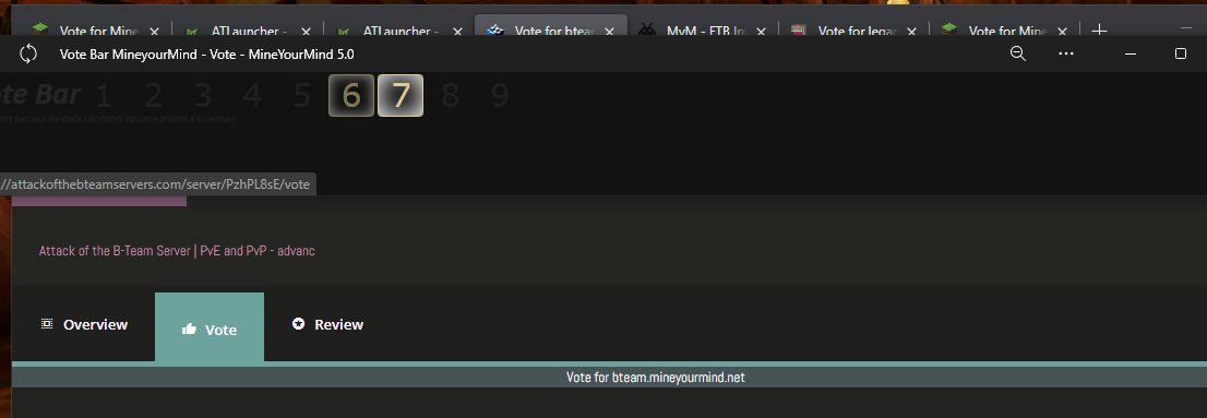 Screenshot of mineyourmind.net - exteremely compact voting page