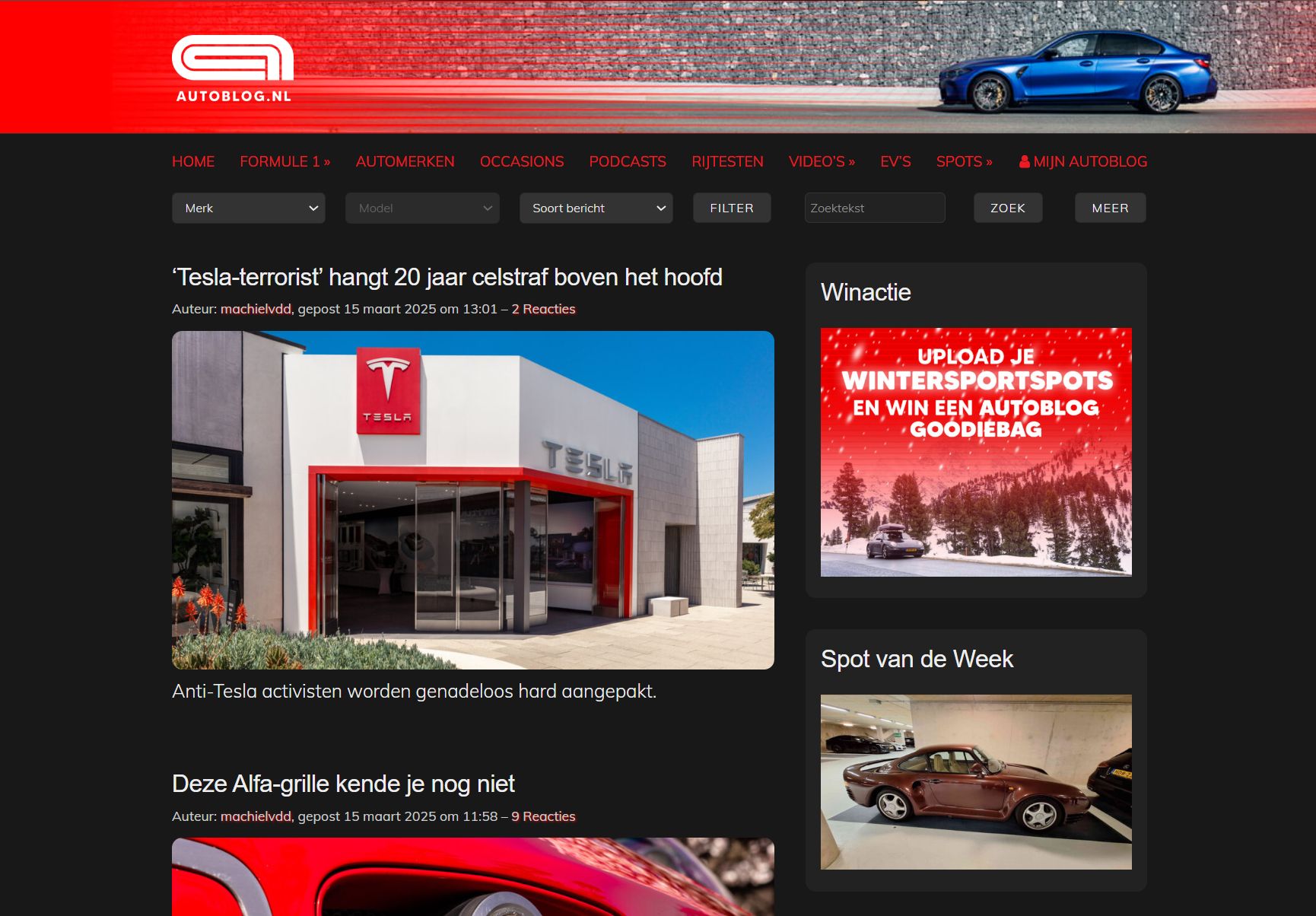 Screenshot of Autoblog.nl | Autoblog Dark + Adblock