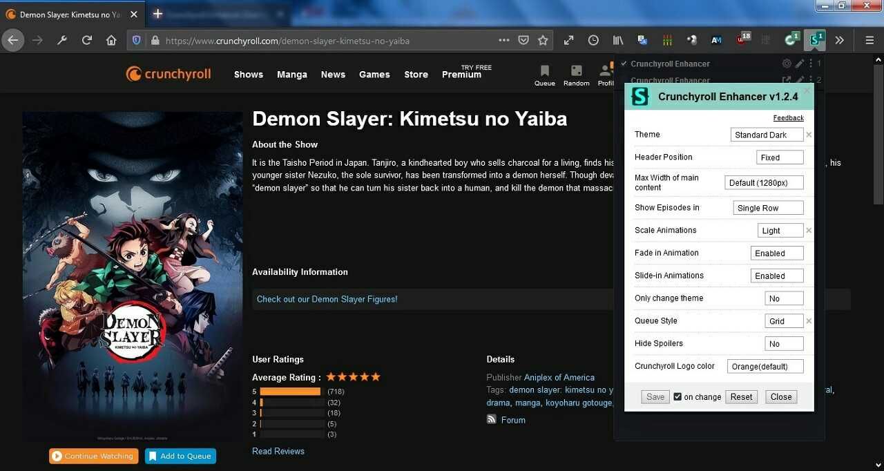 Screenshot of Crunchyroll Enhancer