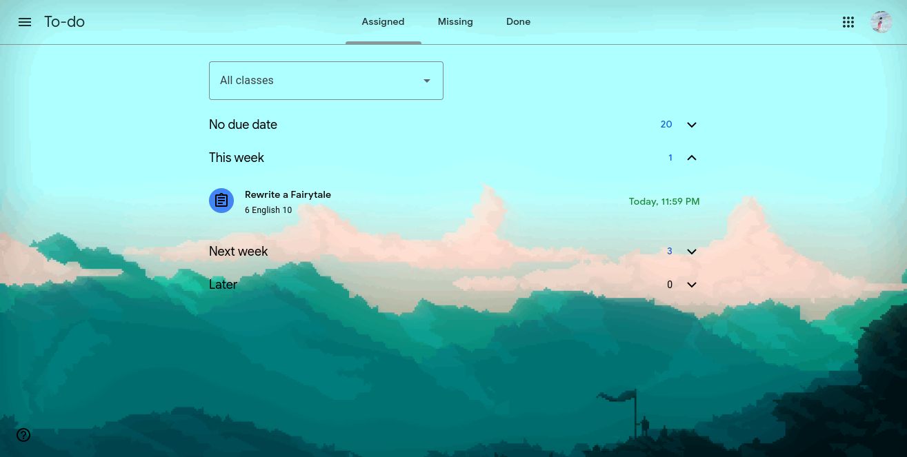Screenshot of Mountain flag - Google Classroom