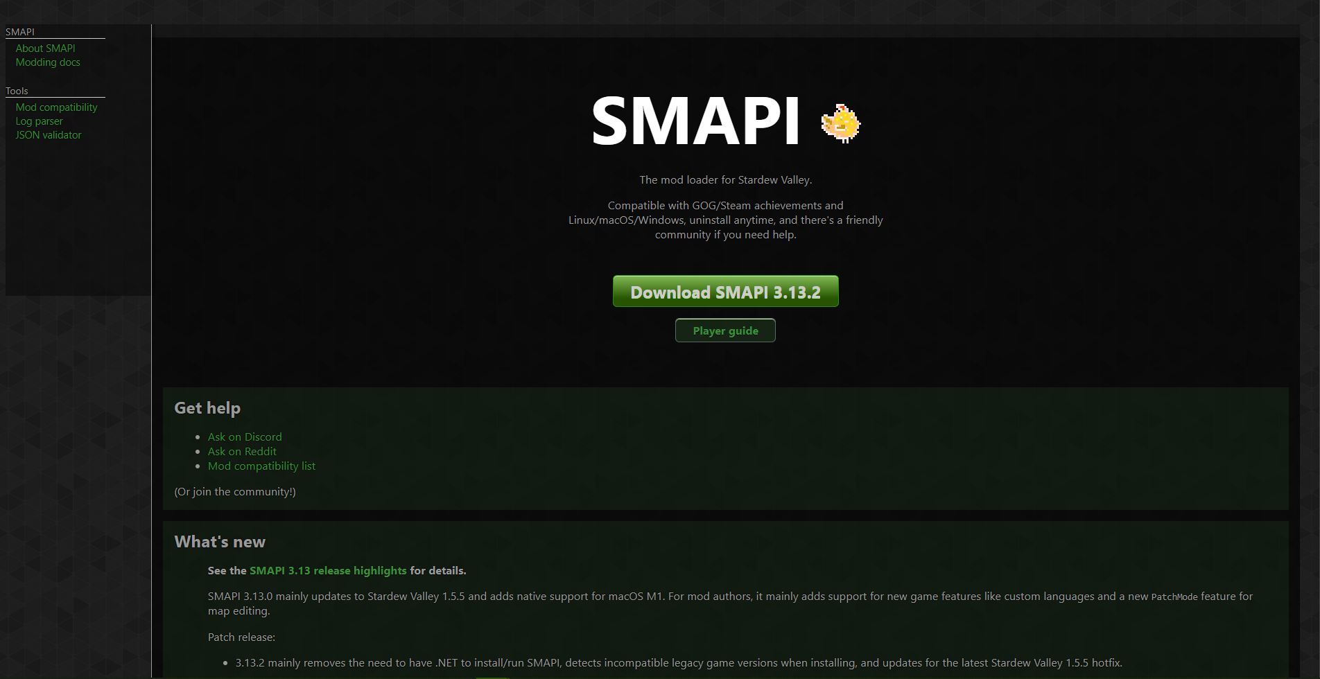 Screenshot of Dark Wide smapi.io