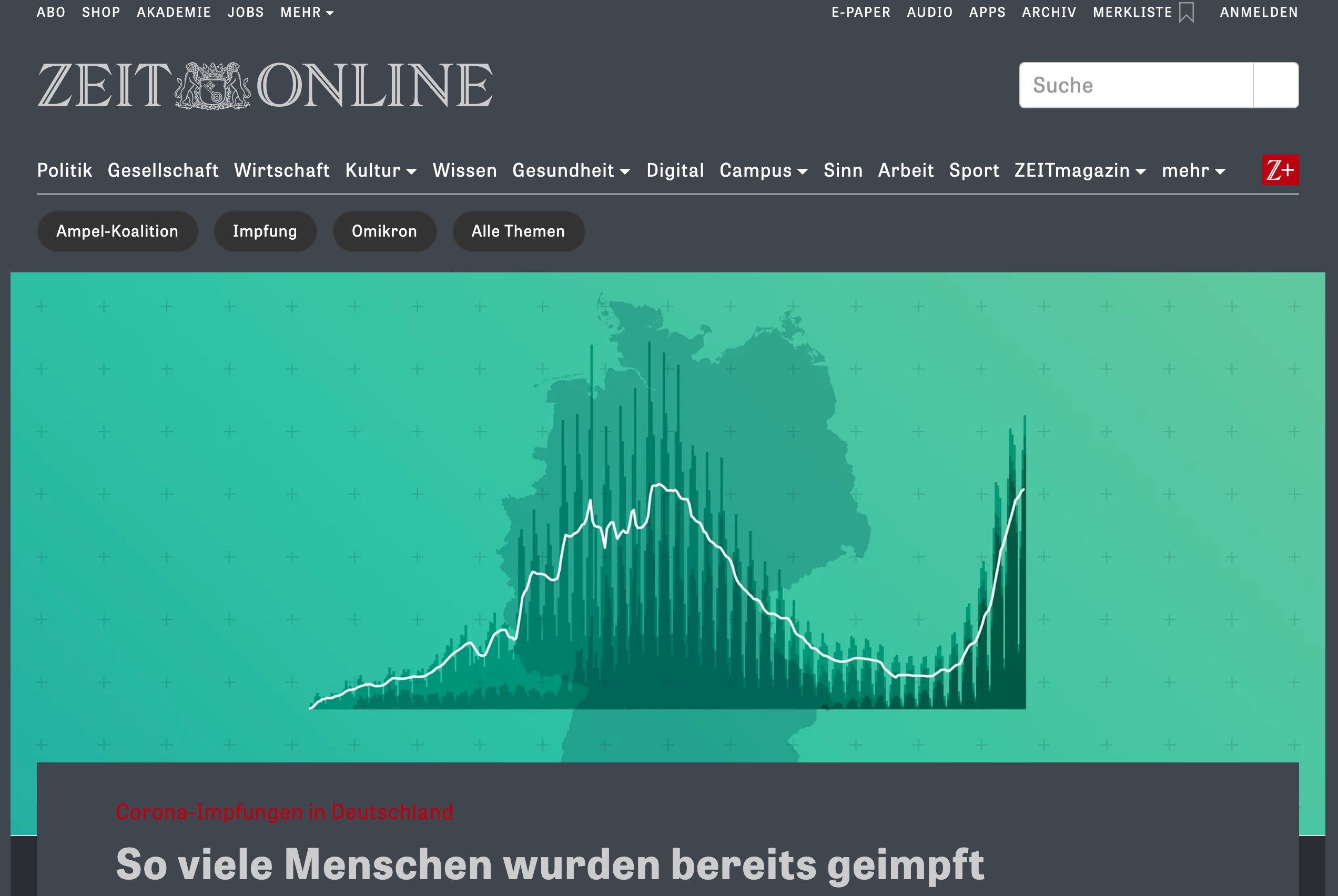 Screenshot of zeit.de - Nachtmodus (Die Zeit)