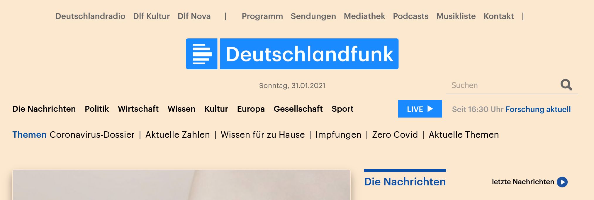 Screenshot of deutschlandfunk.de eyesaving