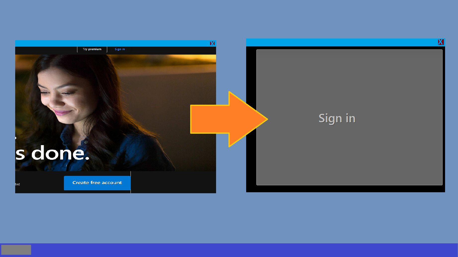 Screenshot of outlook.live.com - replace annoying sign-in page with just a button