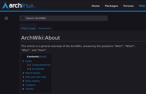 Screenshot of Arch Linux - Wiki-only version
