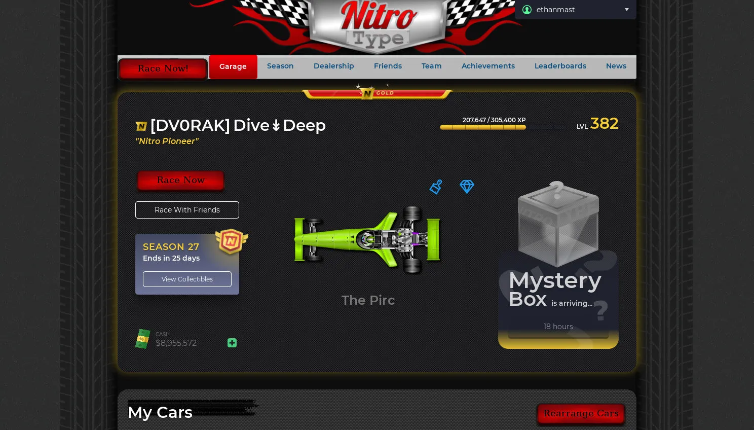 Nitro Type - Hide Racing Metrics