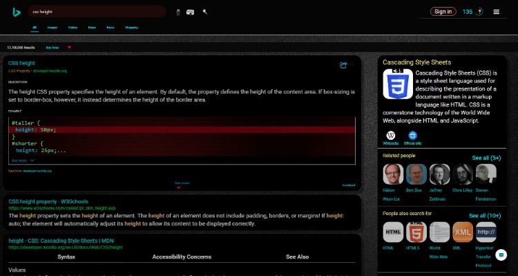 Screenshot of Bing Dark by BamaBraves