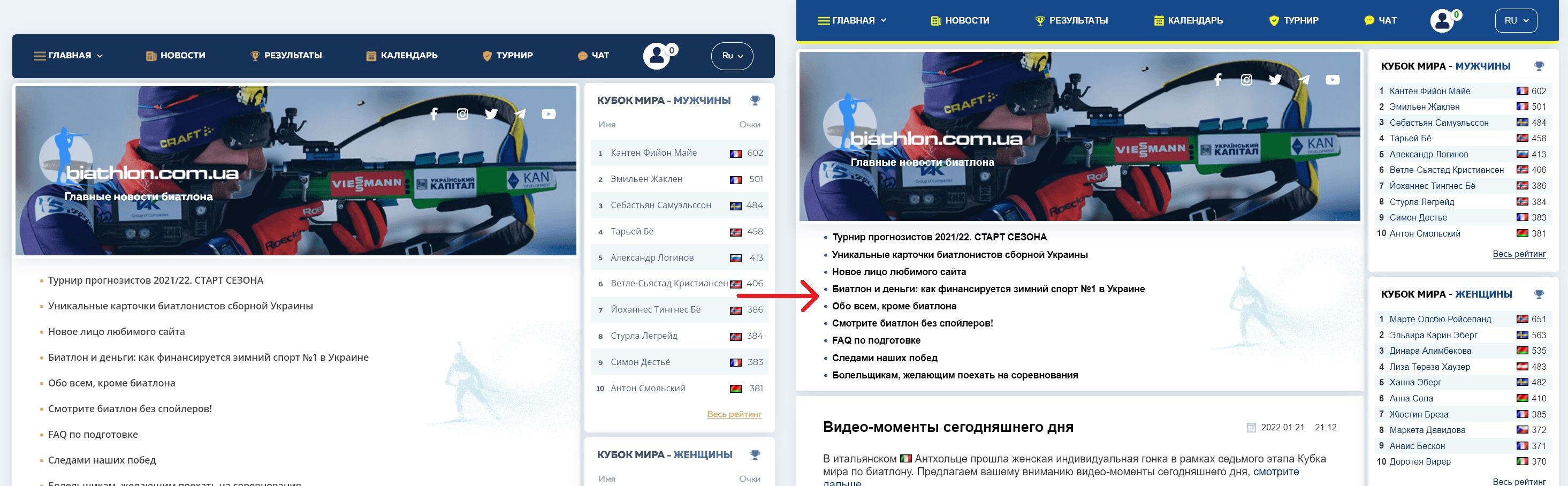 Screenshot of Biathlon.com.ua