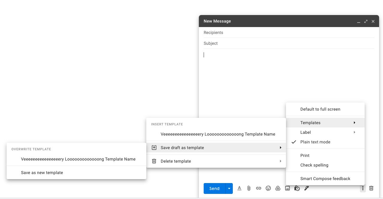 Screenshot of Gmail Templates Menu Expander