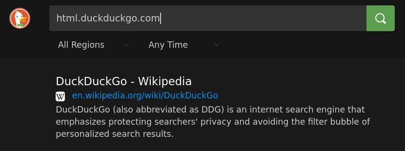 Screenshot of HTML DuckDuckGo - dark theme