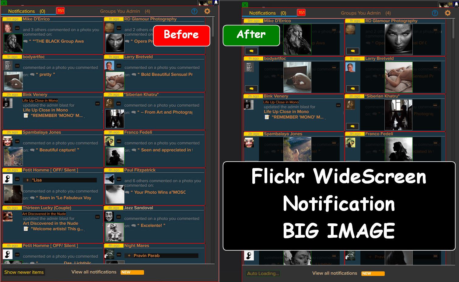 Screenshot of Flickr WideScreen - Notification BIG Image v.223