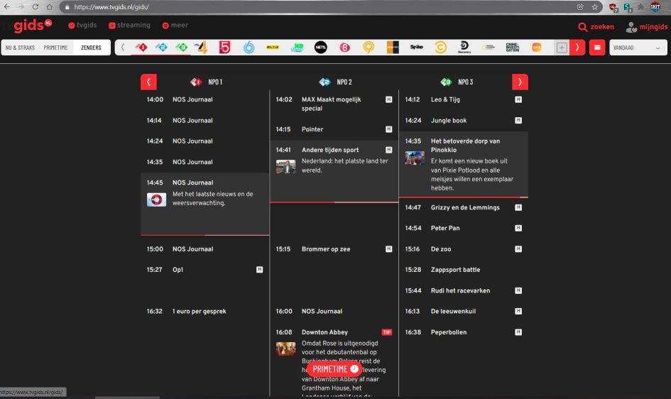 Screenshot of TvGids.nl Dark Theme 2022