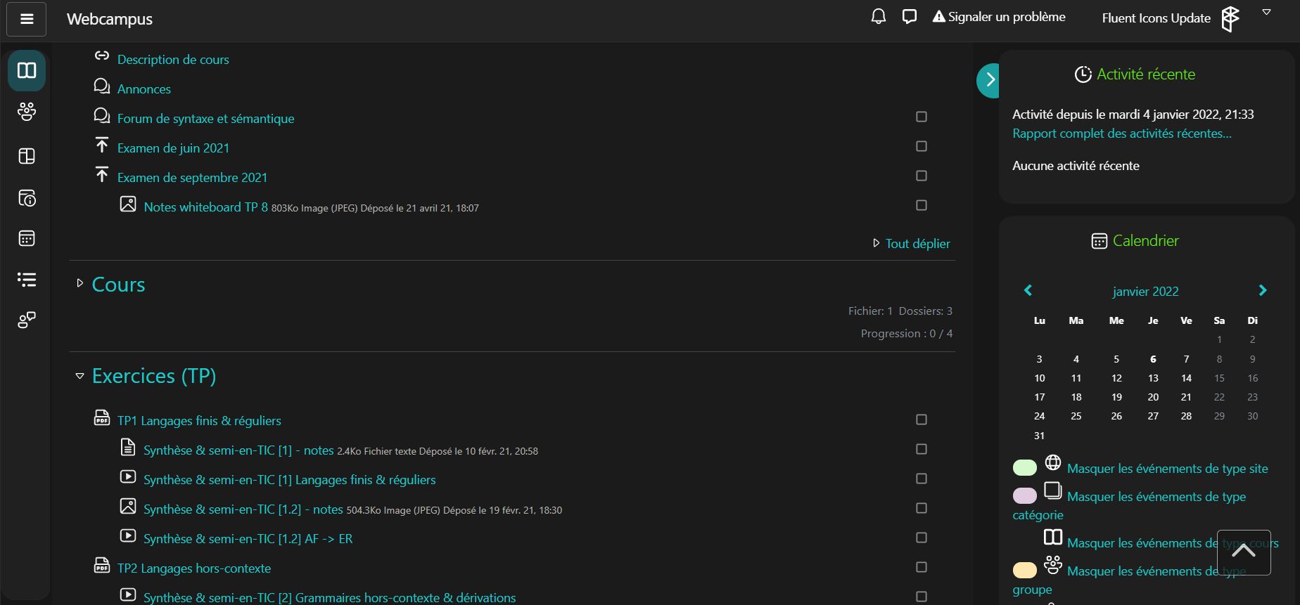 Screenshot of Webcampus Dark Theme