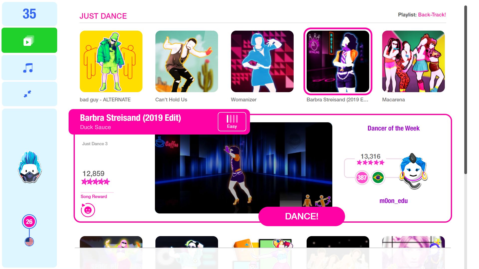 Screenshot of Just Dance 2022 Menu - (Menu Assets Style is Required!)
