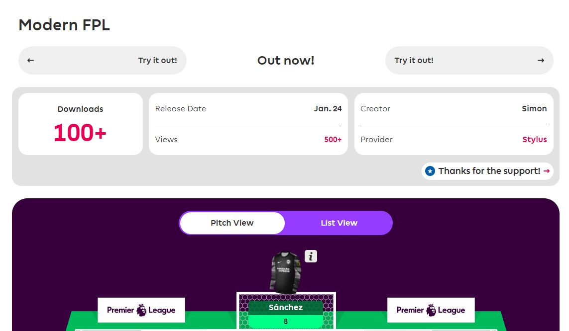 Screenshot of Modern FPL (Light)