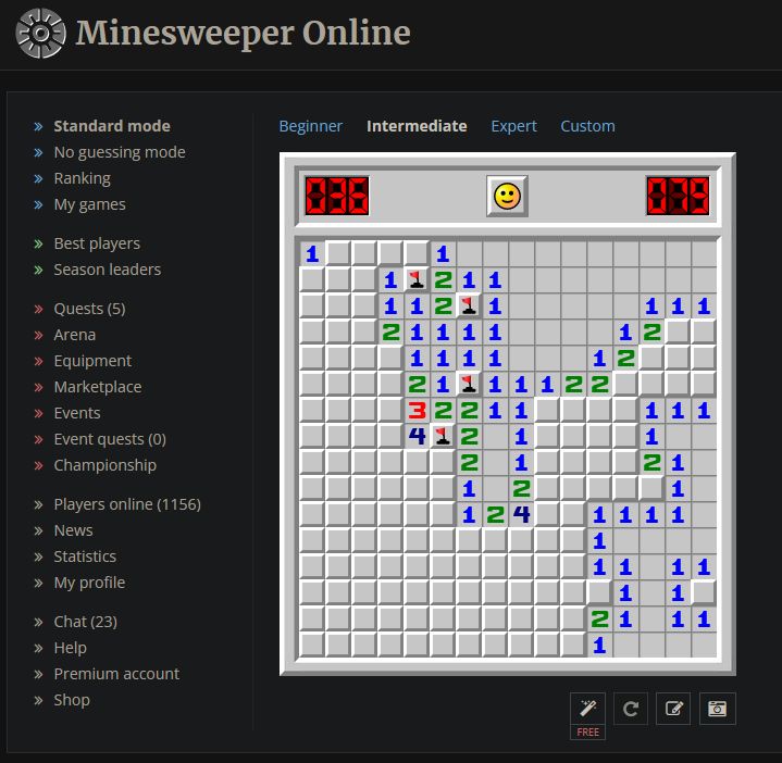 Screenshot of [minesweeper.online] Dark Theme Routine