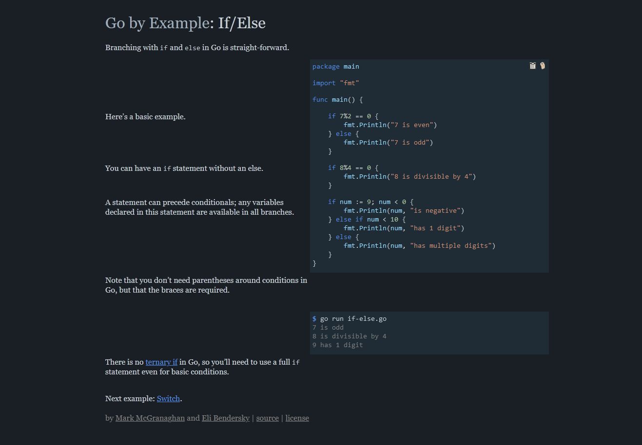 Screenshot of GoByExample-Dark