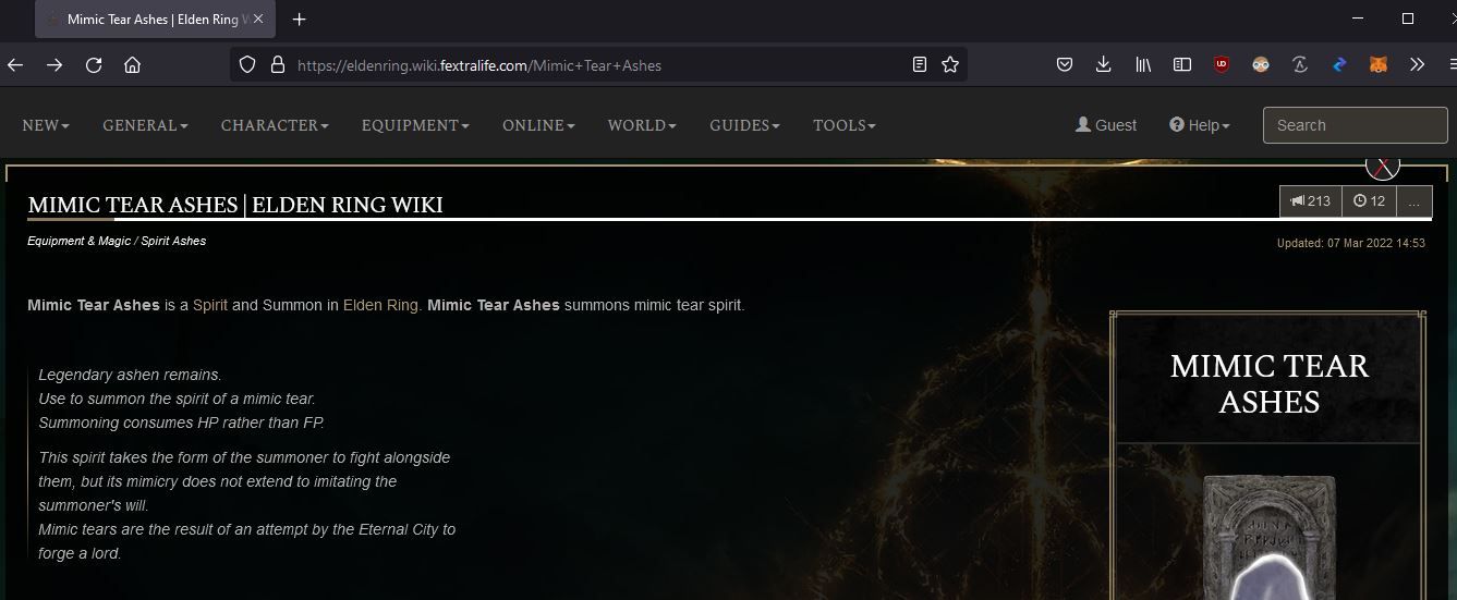 Mimic Tear  Elden Ring Wiki