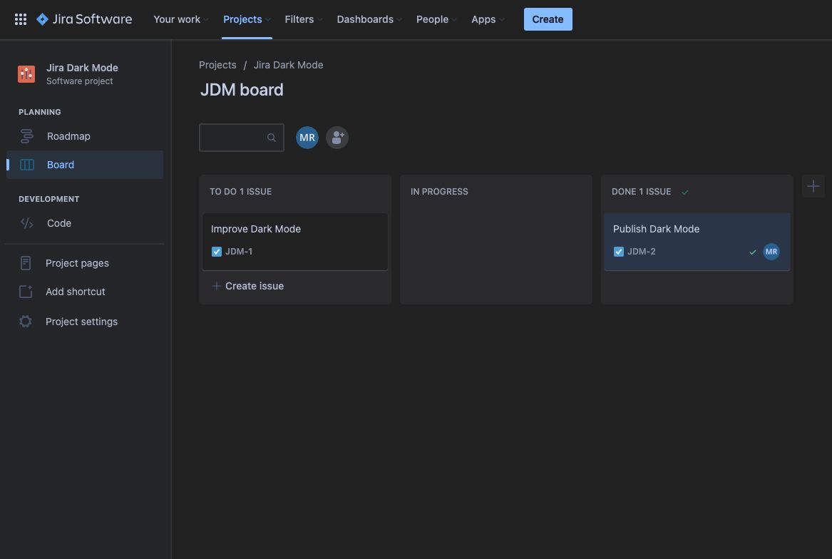 Screenshot of JIRA Dark 2022