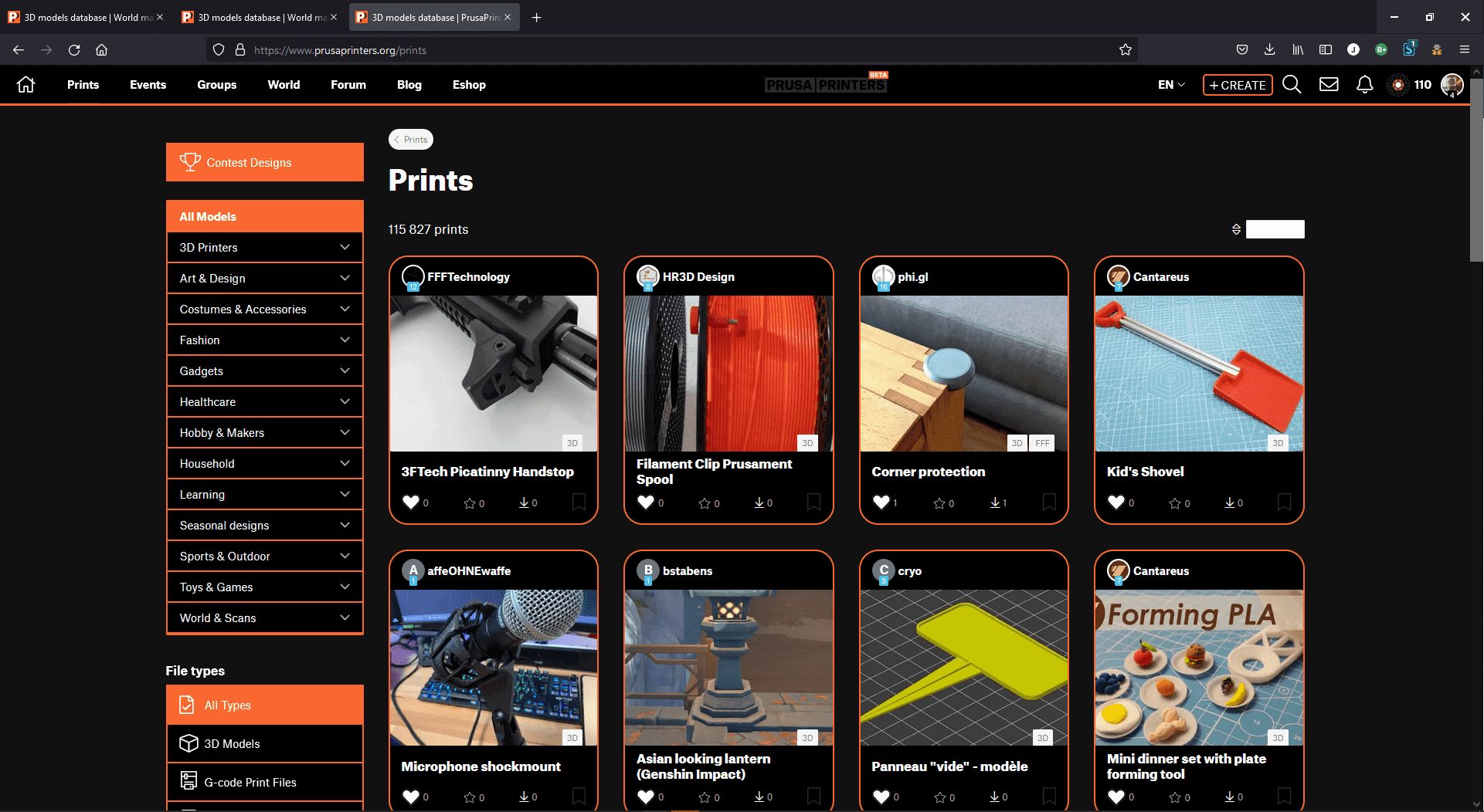 Screenshot of Prusa Printers Custom Dark Theme