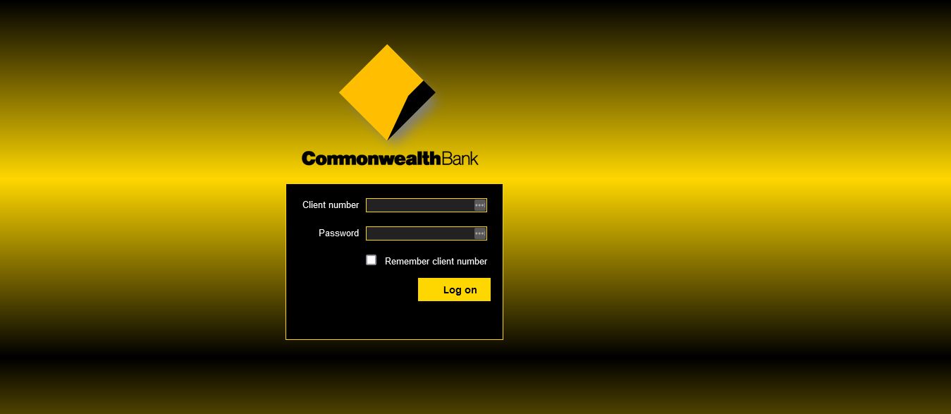 Screenshot of commbank.com.au - dark-login