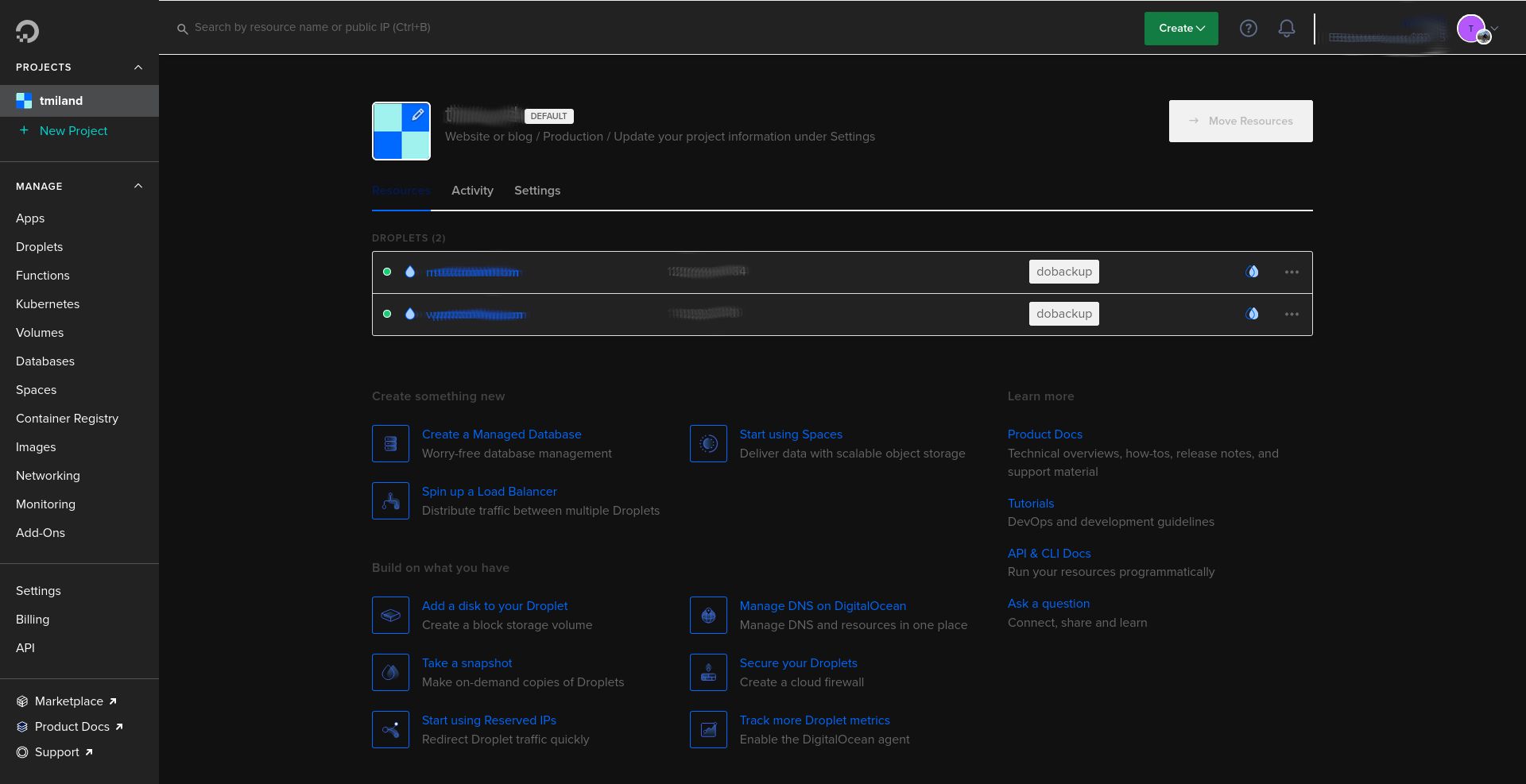 Screenshot of Cloud.Digitalocean.com Dark