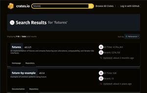 Screenshot of crates.io Dark