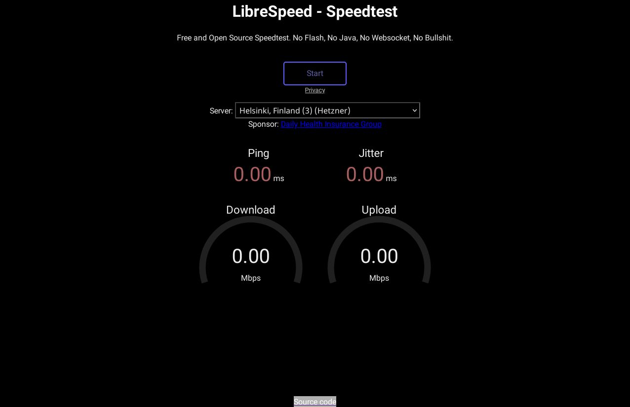 Screenshot of LibreSpeed dark