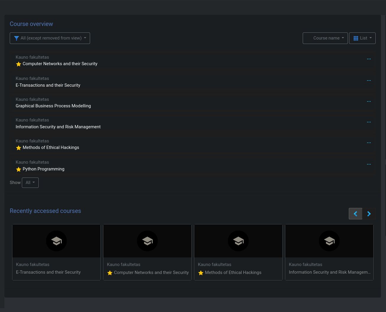 Screenshot of [Moodle] Emokimay Dark Theme [vu.lt]